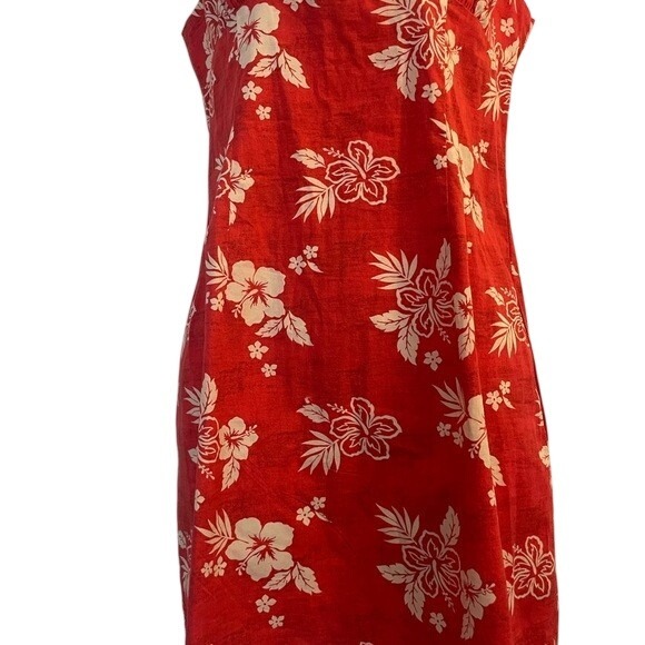 Wild Fable Red Hawaiian Floral Print Mini Dress Spaghetti Strap Cutout Back Med - Picture 3 of 6
